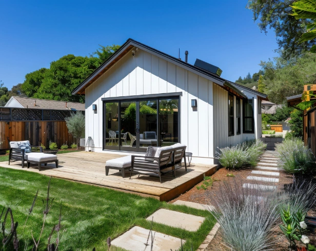 modern detached accessory dwelling unit designed and built by ADU Now LA in Los Angeles backyard