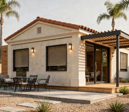 Spanish style accessory dwelling unit exterior designed by ADU Now LA in Los Angeles